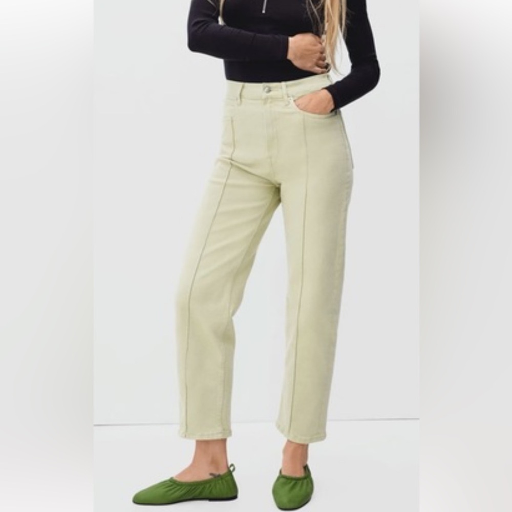 Everlane Way High Jean, Green Tea, size 28